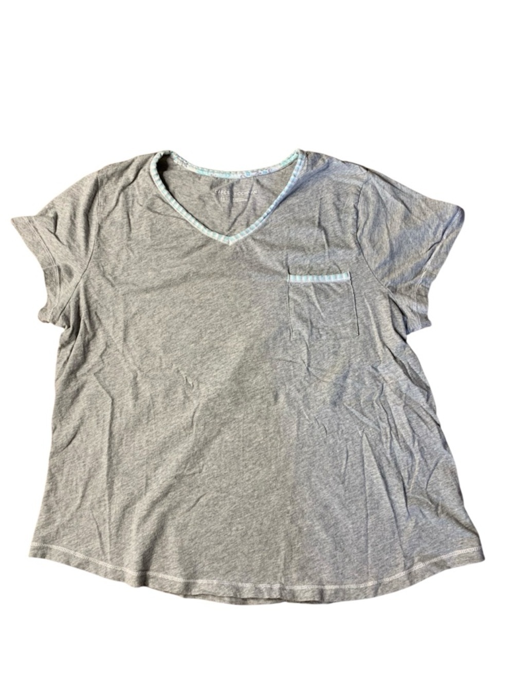 Carole Hochman 100% Cotton V-Neck Sleep Shirt Grey L